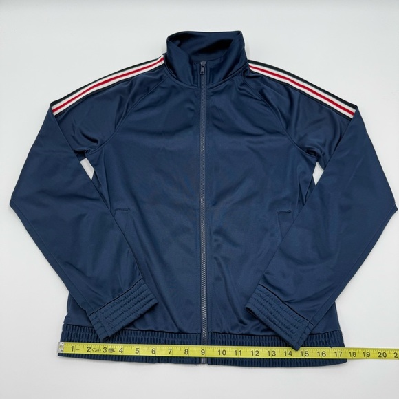 Athletic Works Women’s Navy Blue Track Jacket with Striped Sleeves Small 4-6 - Picture 7 of 11